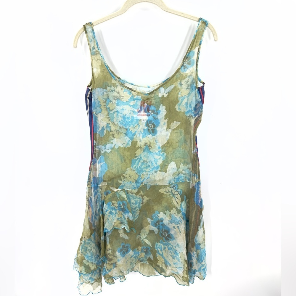 Johnny Was Silk Mesh Tunic Tank Top Womens Small Ruffle Sheer Fairy Whimsy Luxe